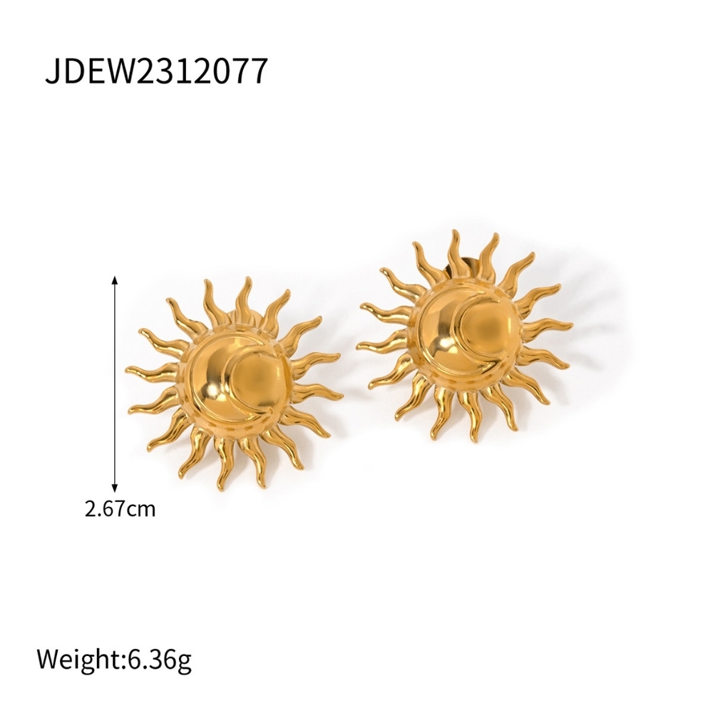 19k Gold Plated Gold Sunburst Earrings